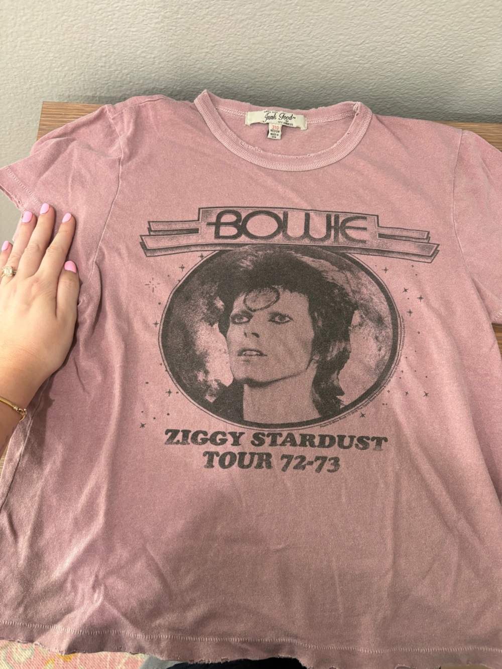 Junk Food Clothing Dusty Rose Bowie Ziggy Stardust Graphic Tee